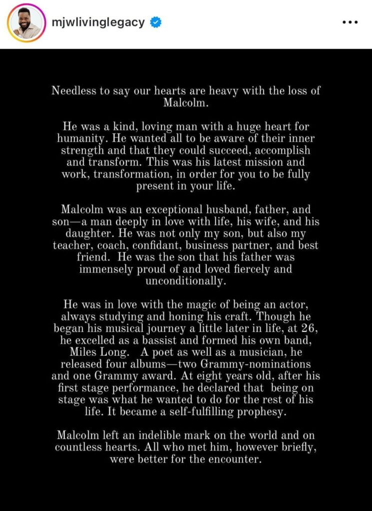 Malcolm-Jamal Warner’s mom Pamela breaks her silence following his passing: “I am so very blessed that he chose me to be his mother, to come into the world through the waters of my womb. It is an honor and blessing that will be with me all the days of my life.” Malcolm-Jamal Warner’s mom Pamela breaks her silence following his passing: “I am so very blessed that he chose me to be his mother, to come into the world through the waters of my womb. It is an honor and blessing that will be with me all the days of my life."