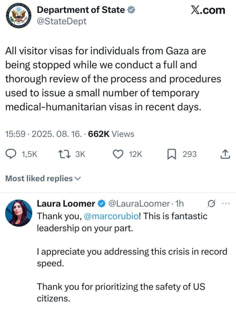It took 18 hours for Laura Loomer to get Marco Rubio to bar Palestinian children from Gaza from getting medical care in the US. There is no words to describe how evil this is