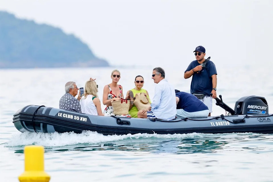 The trio was seen aboard a water taxi to take them to the swanky restaurant. Best Image / BACKGRID