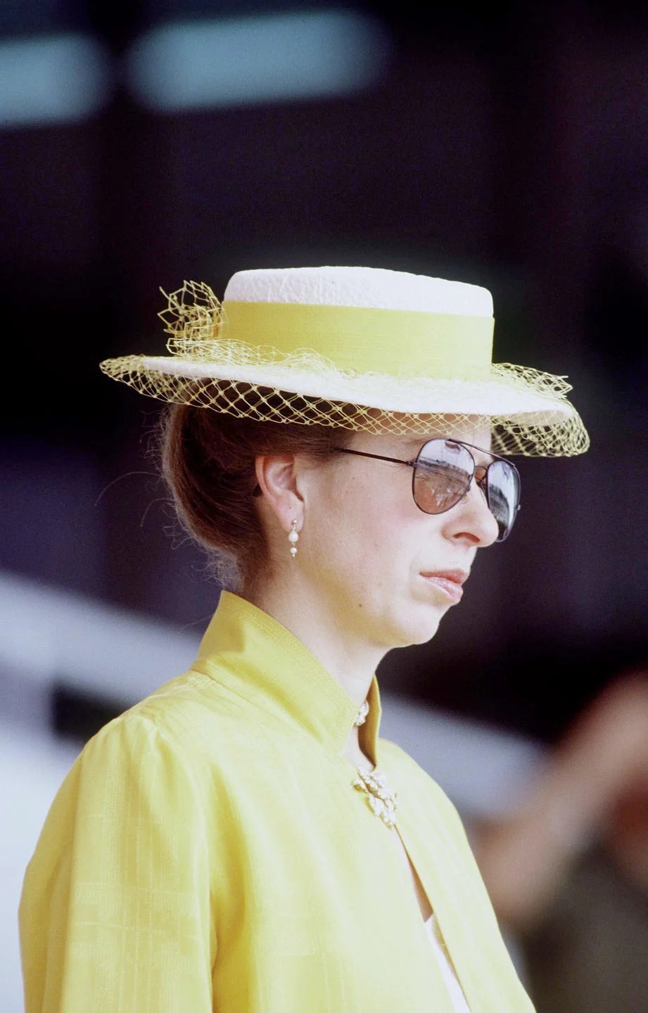 abu dhabi, united arab emirates december 02: princess anne watching a parade in honour of the 20th anniversary of the united arab emirates in abu dhabi. (photo by tim graham photo library via getty images)