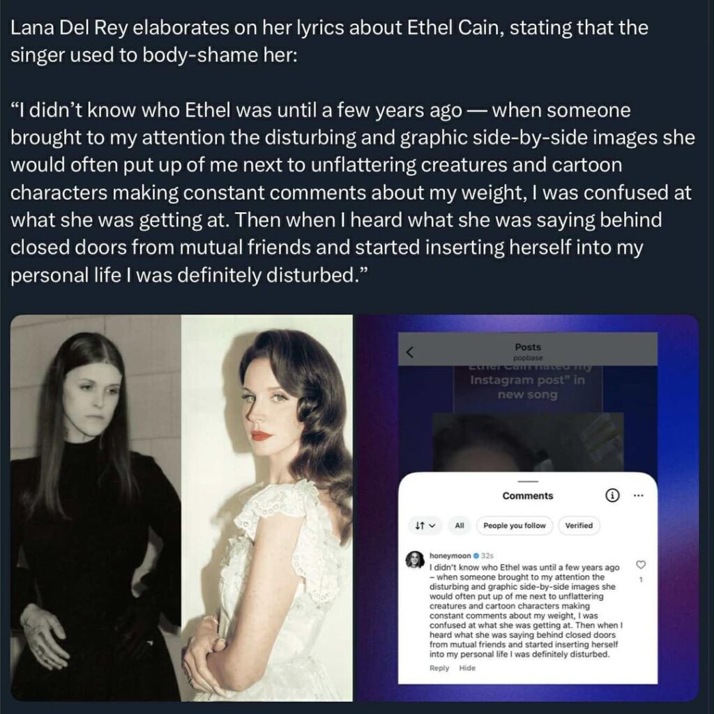 Lana Del Rey and Ethel Cain beefing