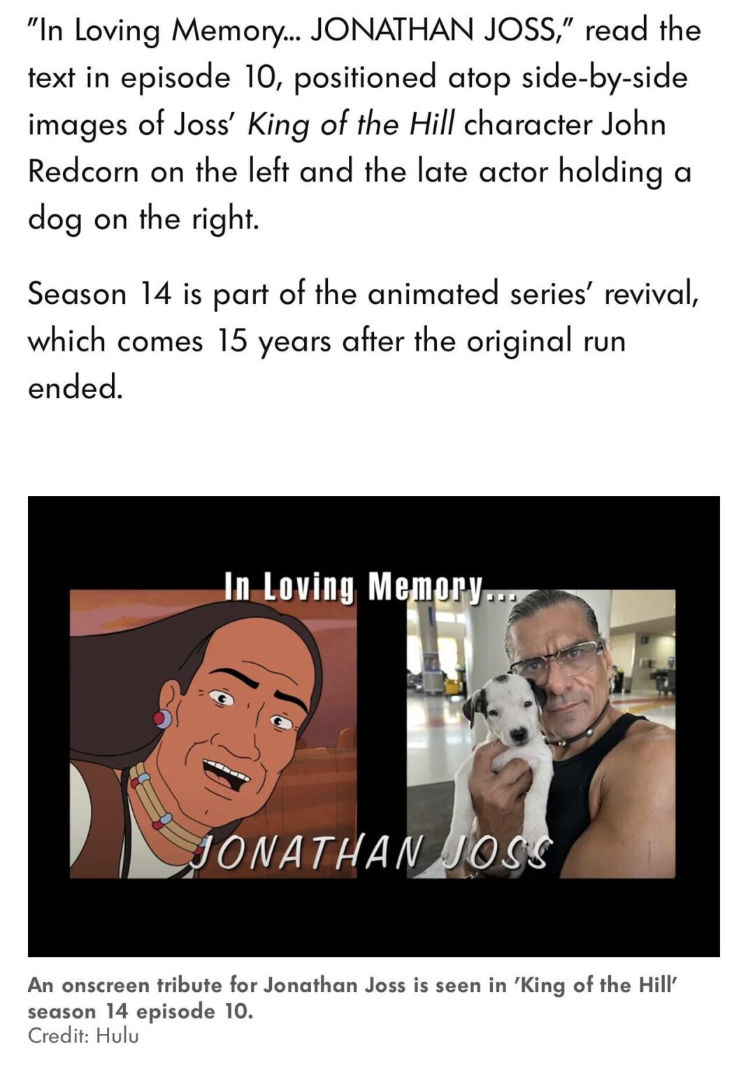 King of the Hill Revival Honors Jonathan Joss with Onscreen Tribute 2 Months After Voice Actor's Death