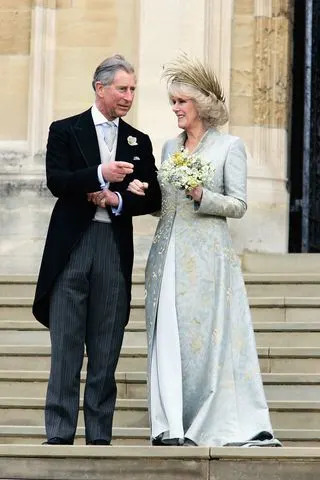 Tim Graham / Contributor / Getty Images King Charles and Queen Camilla on their 2005 wedding day