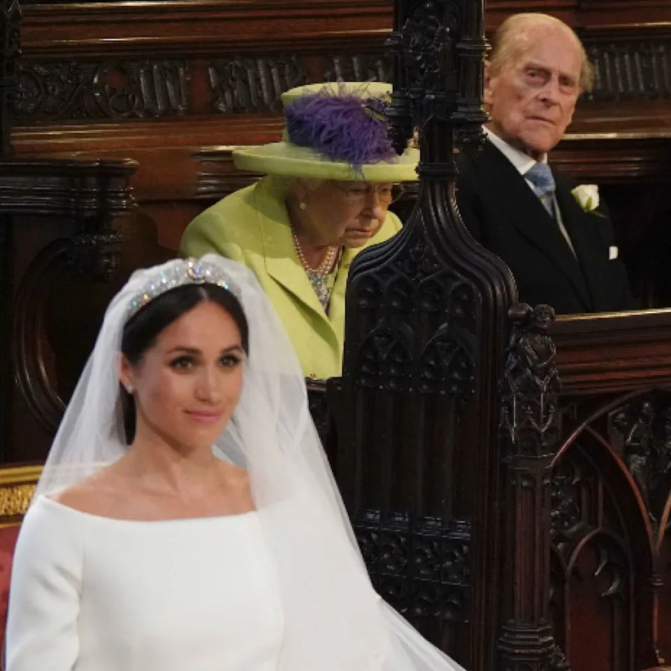  Prince Philip attends Meghan Markle and Prince Harry's wedding at St George's Chapel in Windsor Castle in May 2018. 