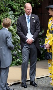 CHESTER, ENGLAND - JUNE 07: Prince William, Prince of Wales smiles after the wedding ceremony of Hugh Grosvenor, Duke of Westminster and Olivia Grosvenor, Duchess of Westminster at Chester Cathedral on June 07, 2024 in Chester, England. (Photo by Chris Jackson/Getty Images)