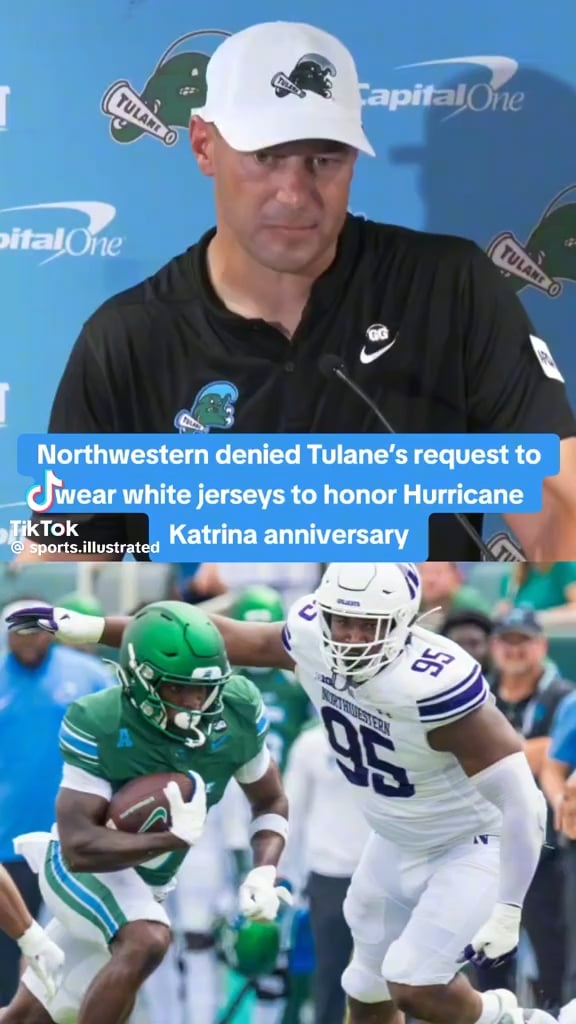 Northwestern denied Tulane’s request to wear white jerseys to honor Hurricane Katrina anniversary