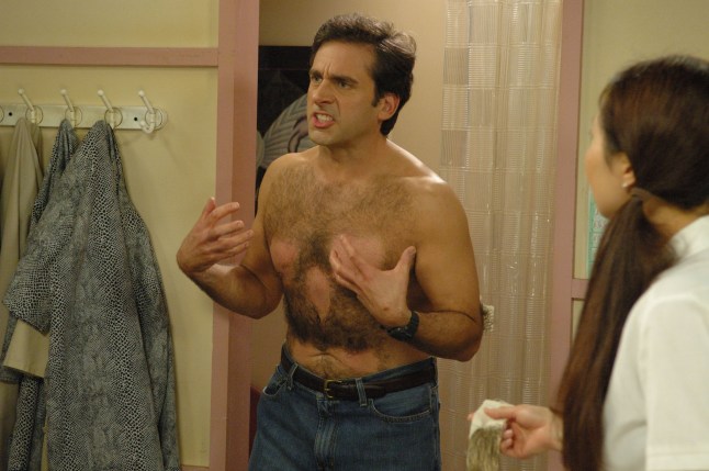 Andy Stitzer (Steve Carell) in a scene from the 2005 film: The 40- Year Old Virgin.