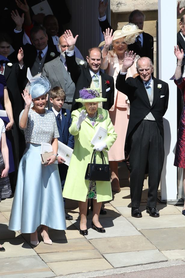 The Queen, Prince Philip and other members of the Royal Family after the wedding of Harry and Meghan