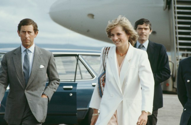 Prince Charles and Diana, Princess of Wales arrive back at RAF Lossiemouth in Scotland after their honeymoon cruise in the Mediterranean, September 1981. (Photo by Terry Fincher/Princess Diana Archive/Getty Images)