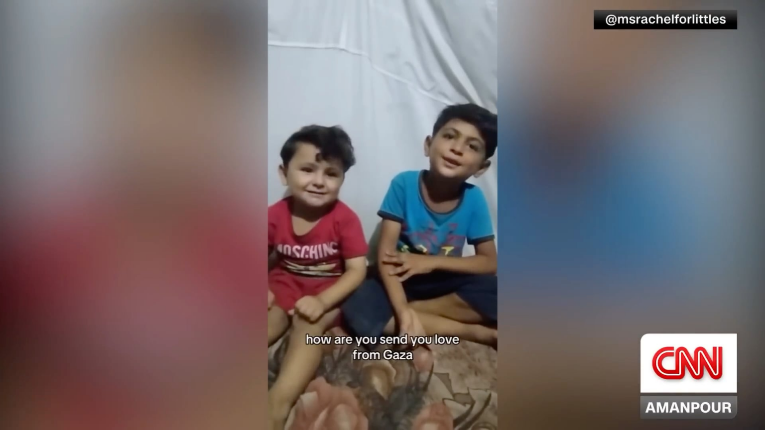 Ms. Rachel reacts to Maher and Malik watching her in Gaza (50-seconds)