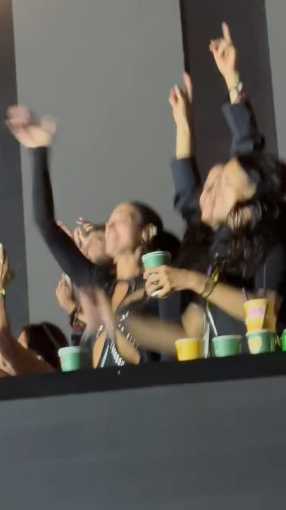Dua Lipa dancing in the crowd during Shawn Mendes’ set at Sunny Hill Festival in Kosovo