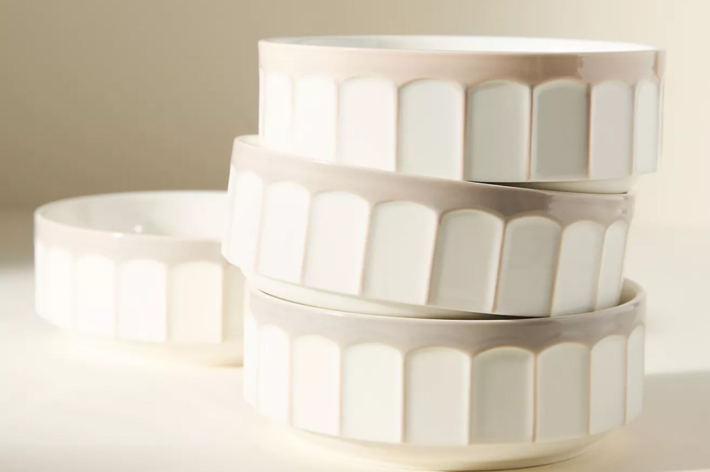 Anthropologie The Latte Stoneware Cereal Bowls, Set of 4
