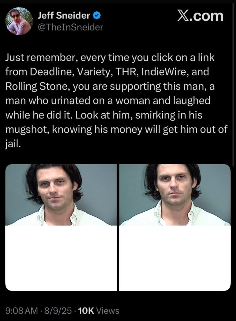 Hollywood insider Jeff Sneider shares long-buried mugshots of Jay Penske (head of Penske Media)