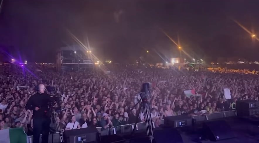 Kneecap leads a Free Palestine Chant to Massive Crowd in Poland