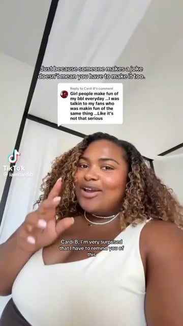 Cardi B responds to influencer Samyra who called her out for being fat phobic.