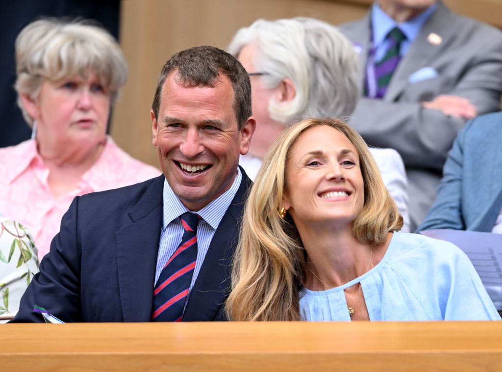 Peter Phillips and Harriet Sperling attend day ten of the Wimbledon Tennis Championships at the All England Lawn Tennis and Croquet Club on July 09, 2025 in London, England.  (Photo by Karwai Tang/WireImage)