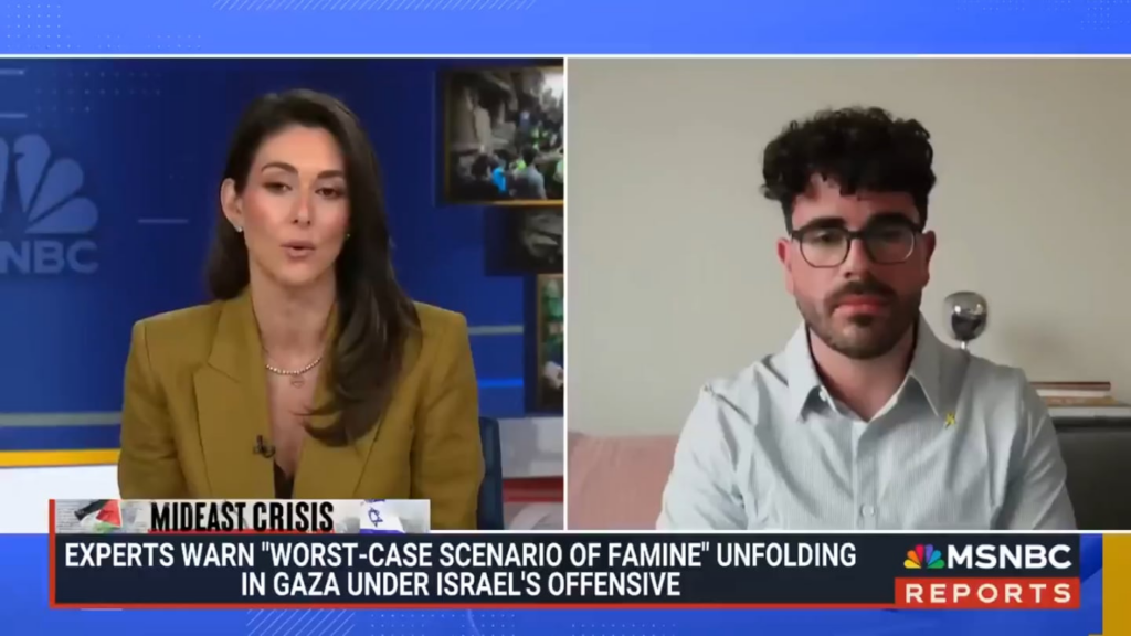 Drop Site: “As people in Gaza starve under a deliberately engineered famine, MSNBC ran a 7-minute segment asking an Israeli (Tel Aviv Senior Fellow) what he makes of the “viral disinformation coming out of Gaza”—specifically some of the images of starving children.” Drop Site: "As people in Gaza starve under a deliberately engineered famine, MSNBC ran a 7-minute segment asking an Israeli (Tel Aviv Senior Fellow) what he makes of the “viral disinformation coming out of Gaza”—specifically some of the images of starving children."