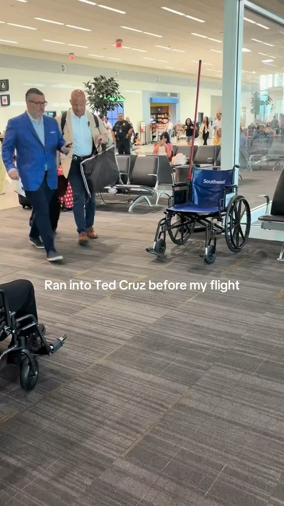 Concerned citizen spots Senator Ted Cruz at the airport and asks if they need to be nervous about another incoming natural disaster