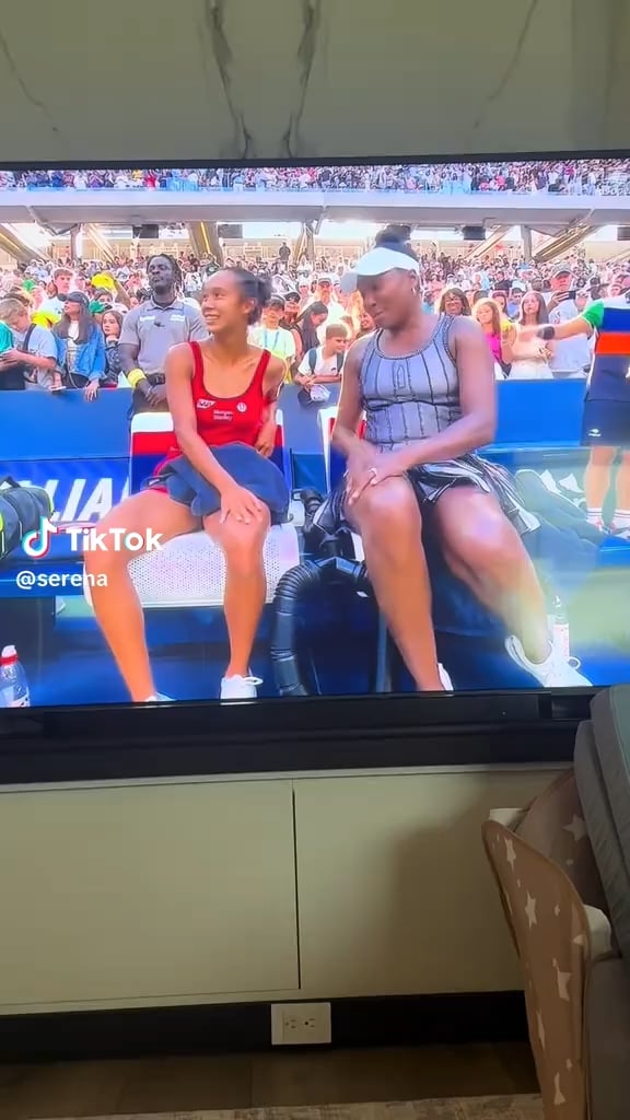 Serena Williams reacts to her sister Venus having another doubles partner