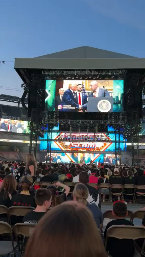 The WWE Summer Slam crowd booing when Donald Trump comes on screen