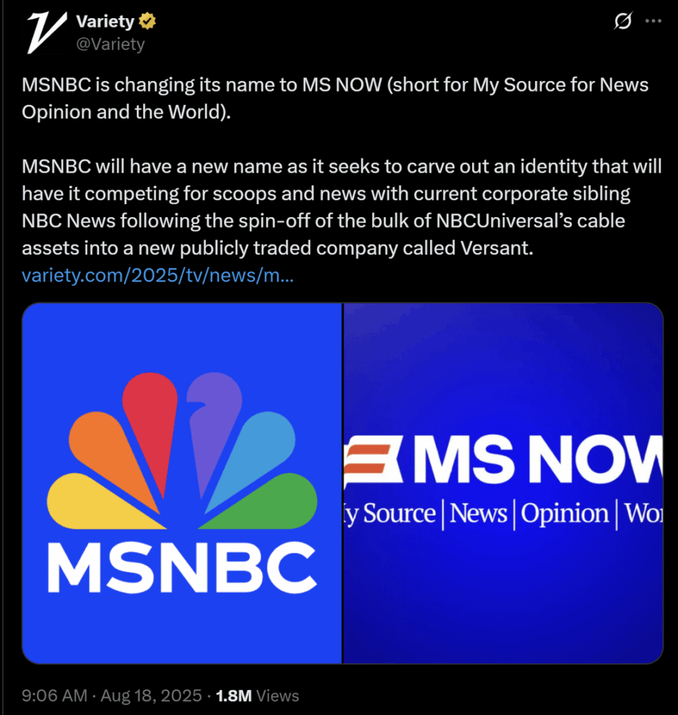 MSNBC Rebrands as “MS NOW,” Accidentally Looks Like a Multiple Sclerosis Awareness Campaign