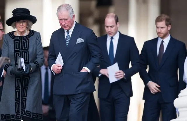 Getty Queen Camilla, King Charles, Prince William, and Prince Harry in 2017