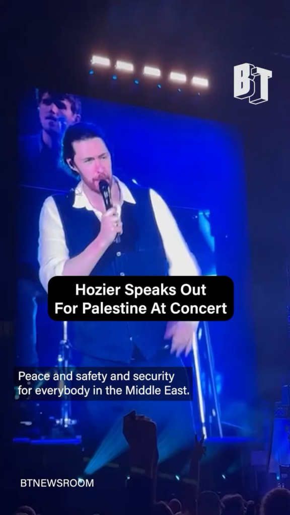 Hozier during his Seattle concert yesterday: “Peace & safety & security for everybody in the Middle East means seeing a Palestine that’s free from occupation... from these cycles of genocide & violence that we’re seeing on our TV screens. The starvation of men, women & children. It’s not right.”