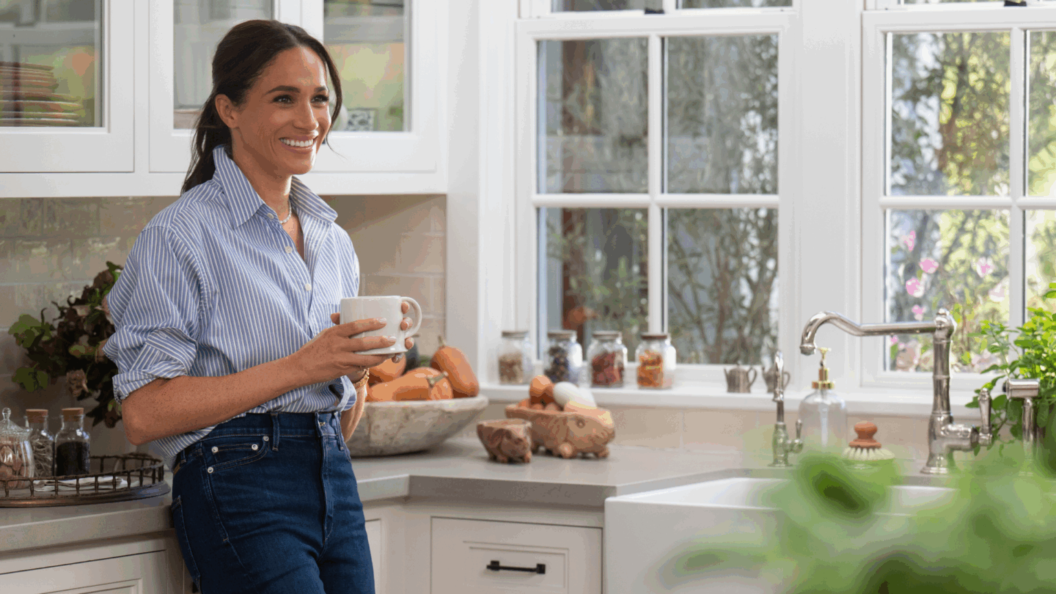 Meghan Markle Is Following in Paddington’s Footsteps With a New Addition to Her As Ever Collection Meghan Markle standing in a kitchen