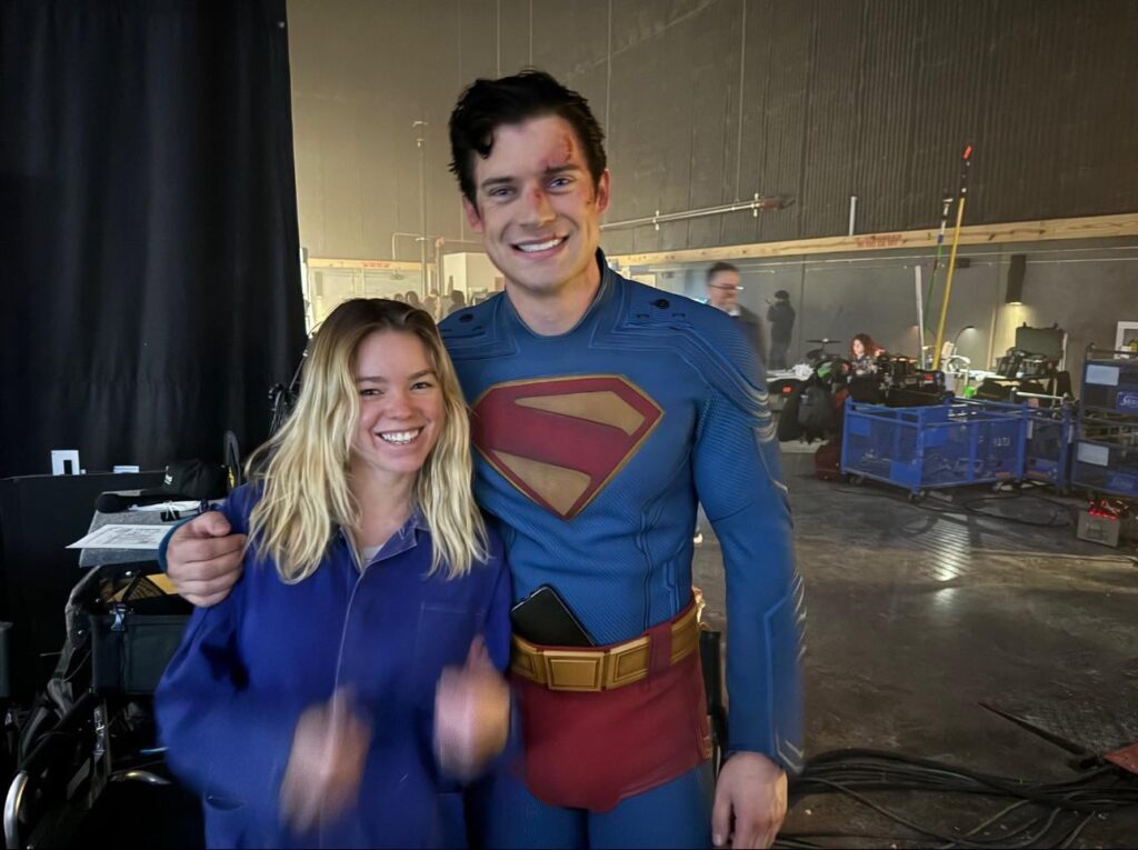 New pic of David Corenswet and Milly Alcock together on set of Superman