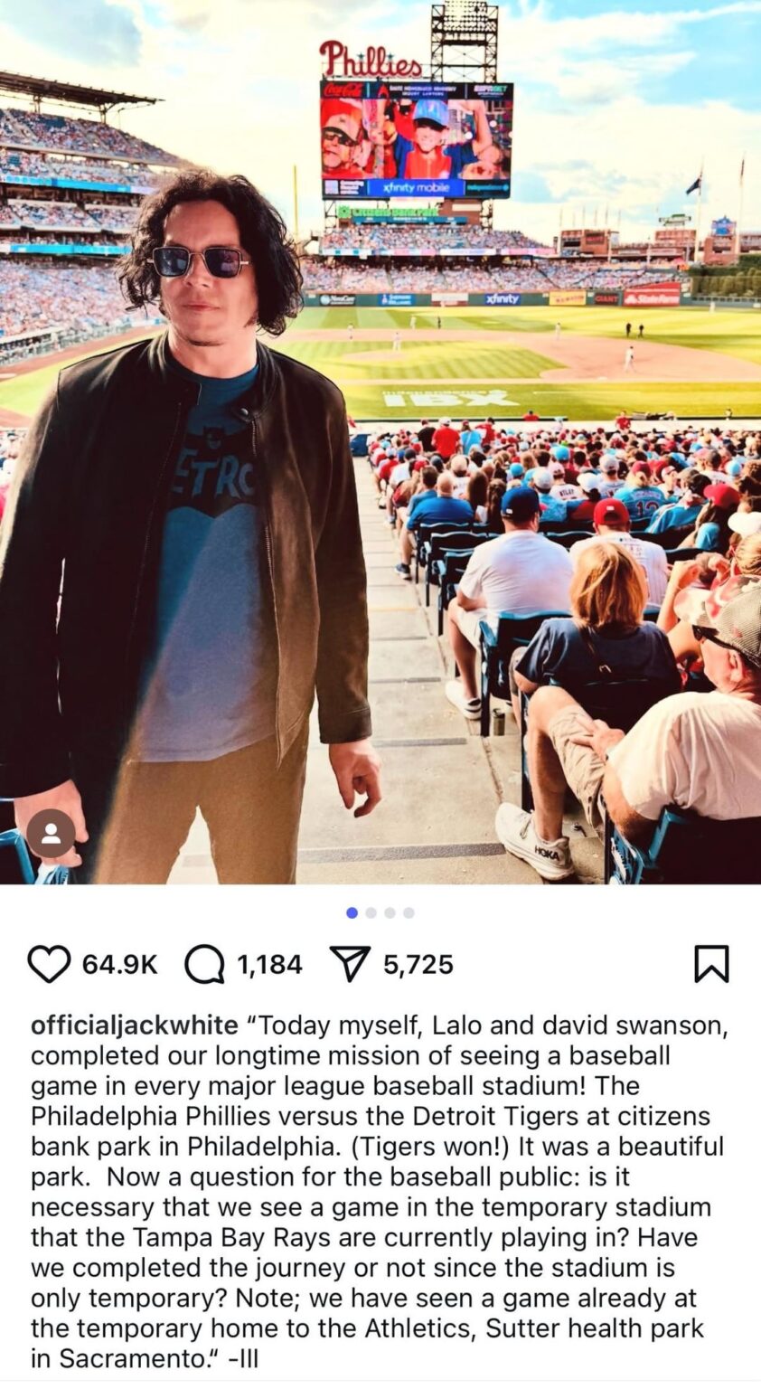 Jack White has completed his longtime mission of seeing a baseball game at every Major League stadium
