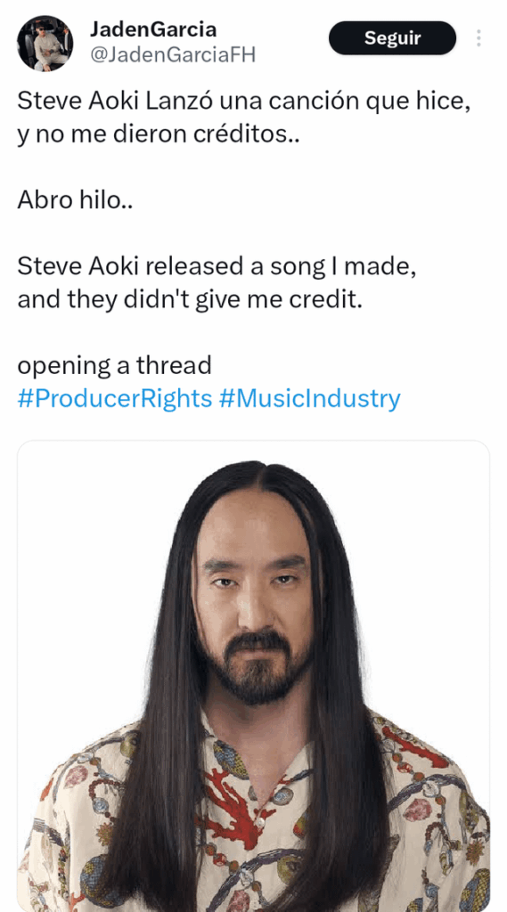 Takis is being accused of stealing a song produced by an independent Nicaraguan producer and giving it to Steve Aoki, who's been blocking anyone that dares to call him out.