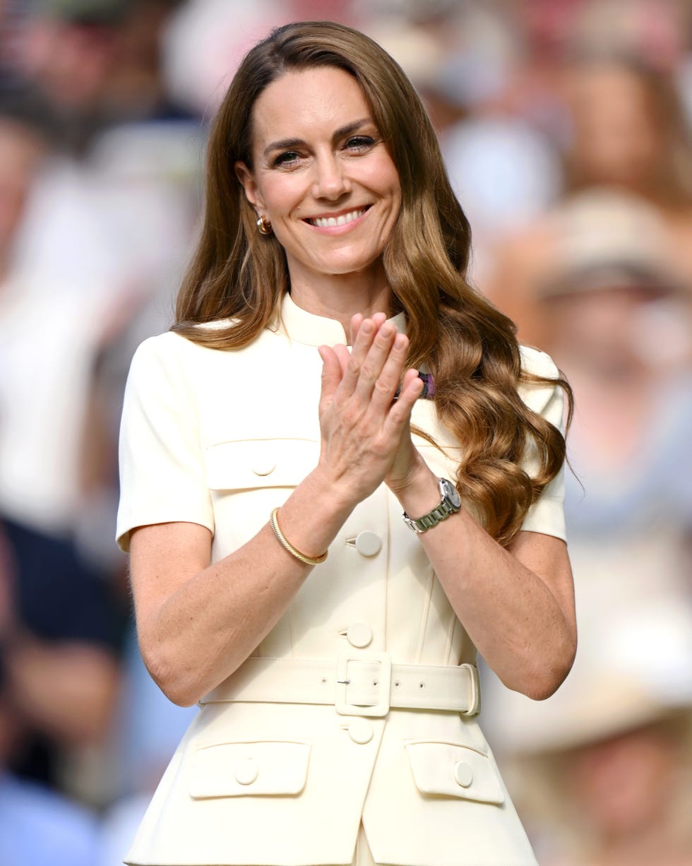 london, england july 12: catherine, princess of wales attends day thirteen of the wimbledon tennis championships at the all england lawn tennis and croquet club at all england lawn tennis and croquet club on july 12, 2025 in london, england. (photo by karwai tang/wireimage)