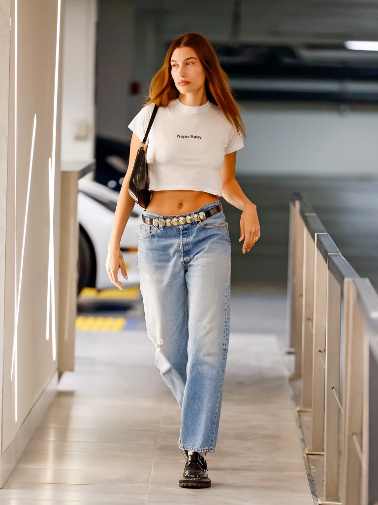 Hailey Bieber in Hanes x Karla.