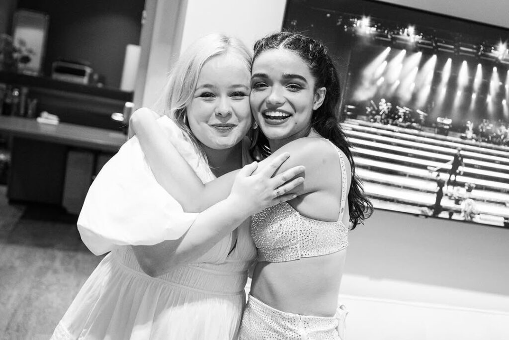 Nicola Coughlan meets Rachel Zegler backstage at Evita