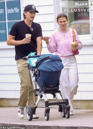 Millie Bobby Brown, Jake Bongiovi & their daughter were spotted on a walk in East Hampton following their adoption announcement. (August 21, 2025)