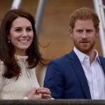 Catherine, Duchess of Cambridge and Prince Harry as they host a tea party in the grounds of Buckingham Palace to honour the children of those who have died serving in the armed forces on May 13, 2017 in London, England.