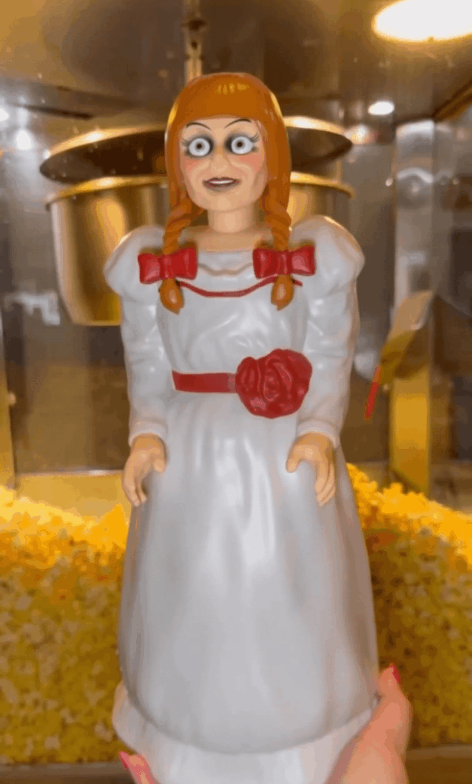 Cinemark has revealed their Annabelle popcorn bucket for The Conjuring: Last Rites, where the opening is at Annabelle's ass