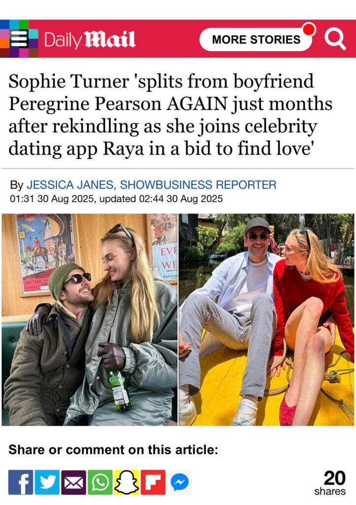 Sophie Turner allegedly breaks up with bf Peregrine Pearson & goes back to Raya