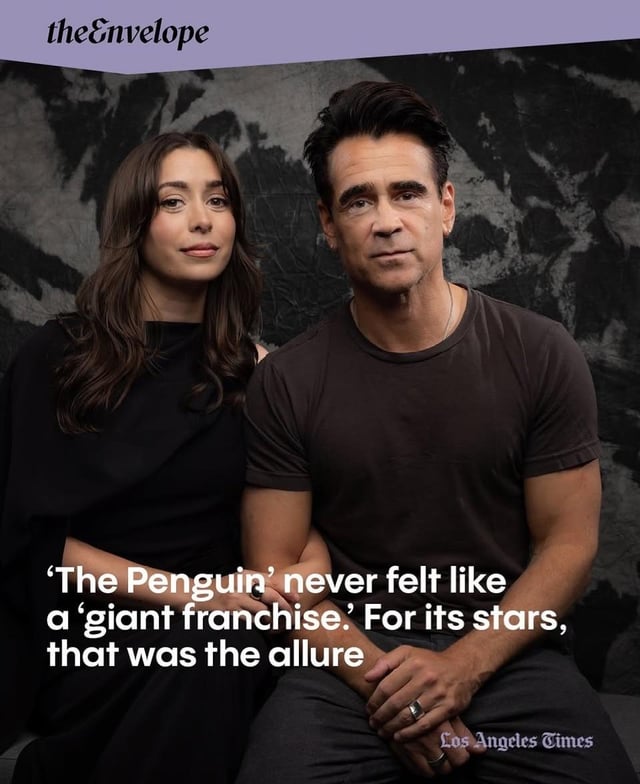 Colin Farrell & Cristin Milioti photographed by Jason Armond for Los Angeles Times
