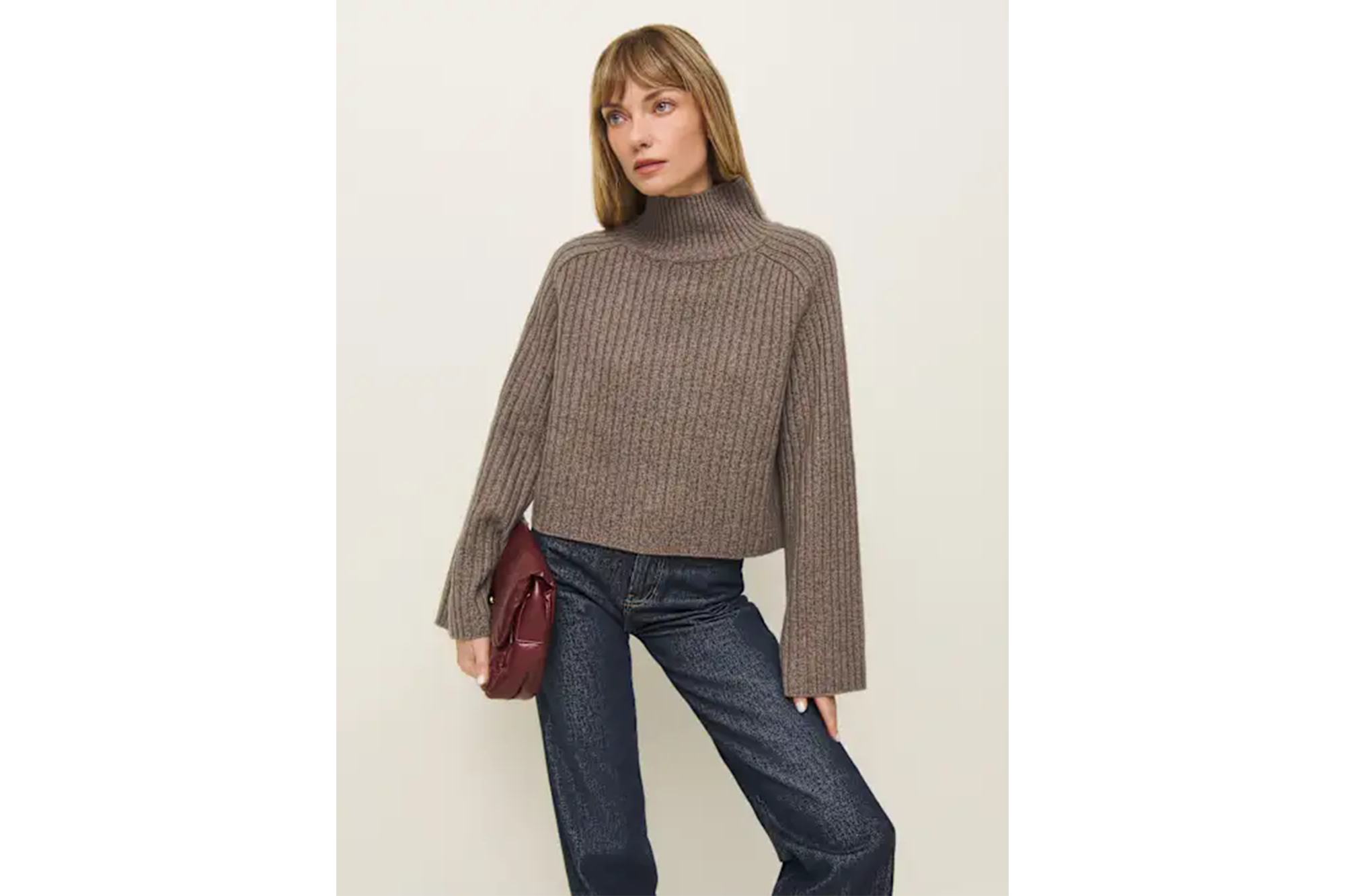 Reformation Brooke Cashmere Cropped Turtleneck