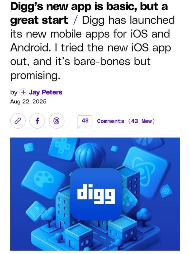 Digg was the original reddit format website that reddit copied. Now it's coming back with a new app