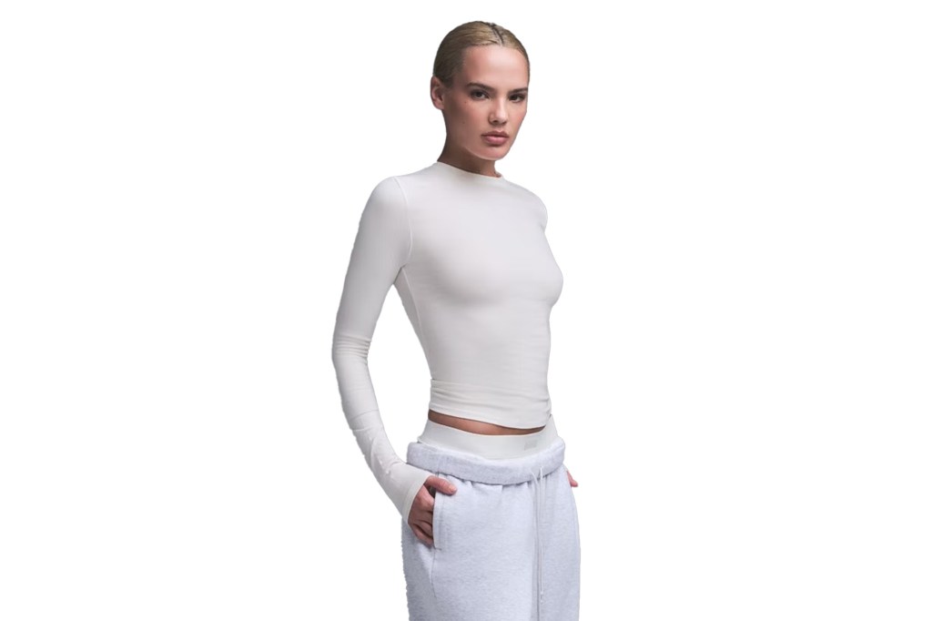 Skims Stretch Cotton Jersey Long Sleeve T-Shirt