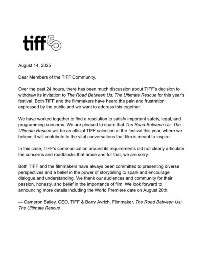 Toronto International Film Festival plans to screen Zionists propaganda