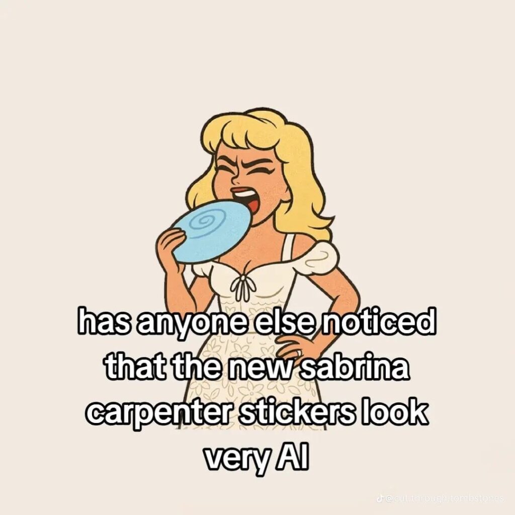 Sabrina Carpenter is seemingly using AI for her new stickers 😬