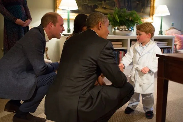 The White House/Getty Images Prince George meeting then President Barack Obama and First Lady Michelle Obama during a 2016 visit to Kensington Palace