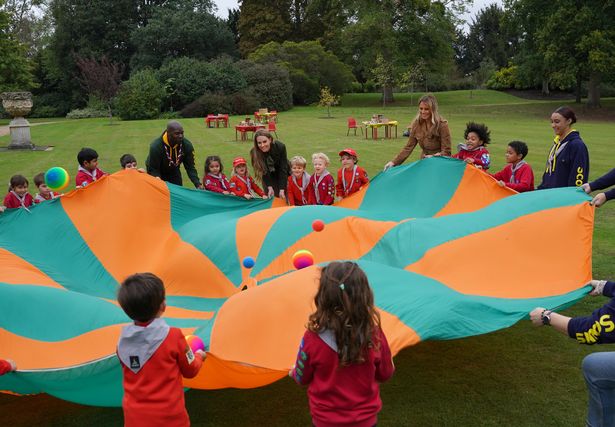 The Princess of Wales met members of the Scouts' Squirrels programme in Frogmore Gardens in Windsor