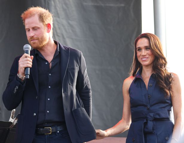 Harry and Meghan on stage at the 2025 One805 Live Concert