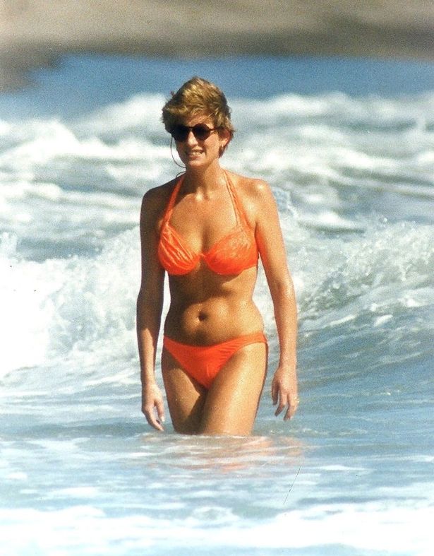 Diana, Princess of Wales, in the water  at IndianCastle Beach during her Nevis holiday, January 2, 1993