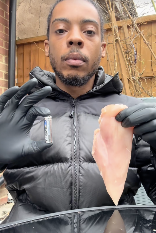 Big Manny's experiment explaining what would happen if you swallowed a lithium battery.