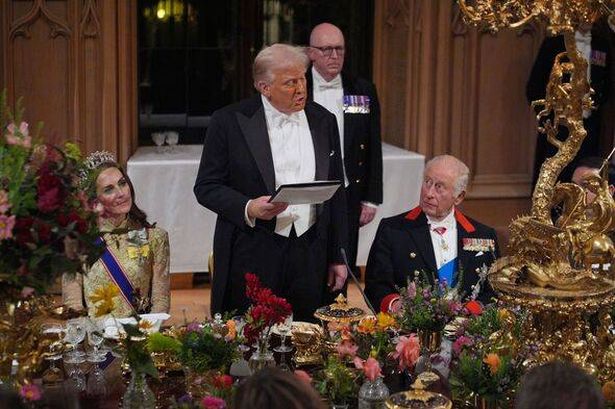 Donald Trump delivered a thank you speech at the state banquet, but didn't mention Prince Harry 